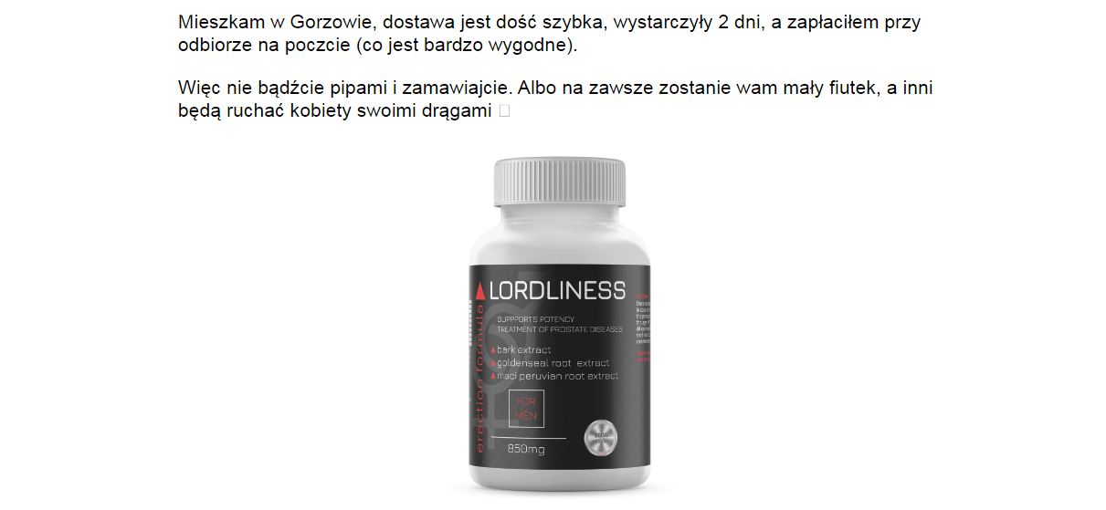 Lordliness - Cena, Recenzja i wyniki, zamówienie online, sklep, oryginał