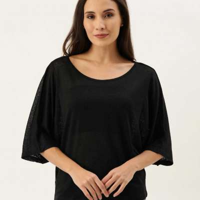 KIMONO SLEEVE KNIT TOP - Black Profile Picture