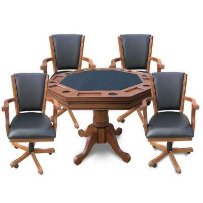 Buy Hathaway Kingston Oak 3 in 1 Poker Table with 4 Arm Chairs Profile Picture