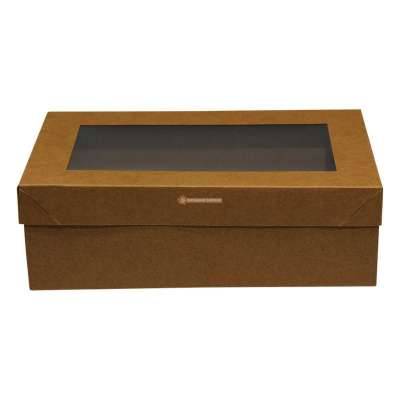 Buy Catering Box in Brown Cardboard with Clear Lid - Extra Small Profile Picture
