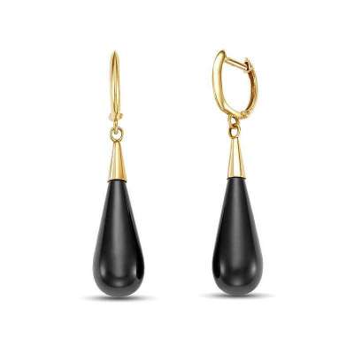 14k Yellow Gold Black Onyx Drop Earring Profile Picture