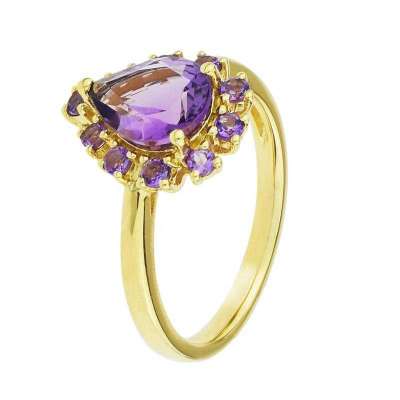 14k Amethyst Pear Centered Ring Profile Picture