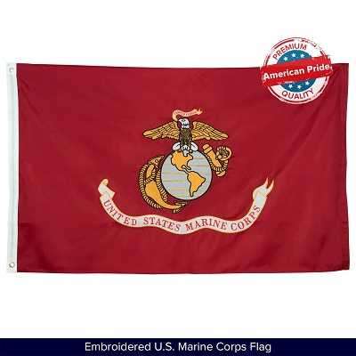Buy US Marine Flag, Heavy Duty Nylon, Double-Sided & Embroidered, 3x5 Profile Picture