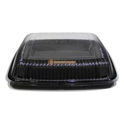 Buy Platter Square 16 Inch Black With Clear Dome Lid Profile Picture