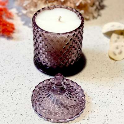 Buy Geo Cut Glass Jar Purple 230 grams Profile Picture