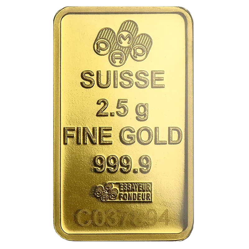 2.5 gram Gold Bar- PAMP Suisse Lady Fortuna (w Assay) - TRB Bullion - TRB Bullion