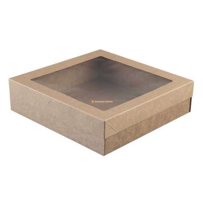 Buy Catering Box in Brown Cardboard with Clear Lid - Extra Large Profile Picture