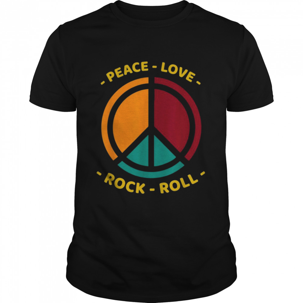 Peace Love Rock And Roll Shirt Vintage Peace Sign Sunset Shirt - Trend T Shirt Store Online