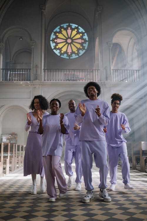 Choir singing inside the church