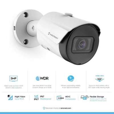 Buy Online Amcrest 5MP PoE Bullet Security Camera IP5M-B1186EW-28MM (White) Profile Picture